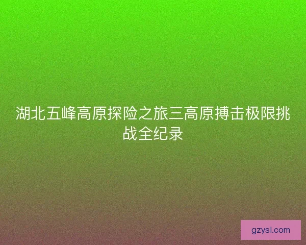 湖北五峰高原探险之旅三高原搏击极限挑战全纪录