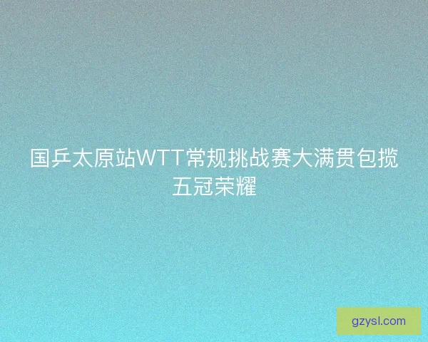 国乒太原站WTT常规挑战赛大满贯包揽五冠荣耀